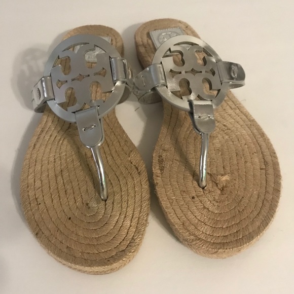 Tory Burch Miller Logo Espadrille Silver 9.5 ⭐️⭐️ - Picture 3 of 8
